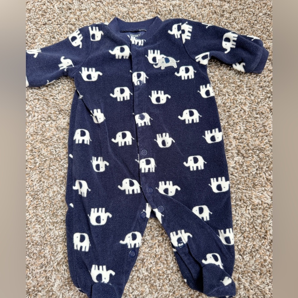 Carter's Navy Blue Elephant Print Footie